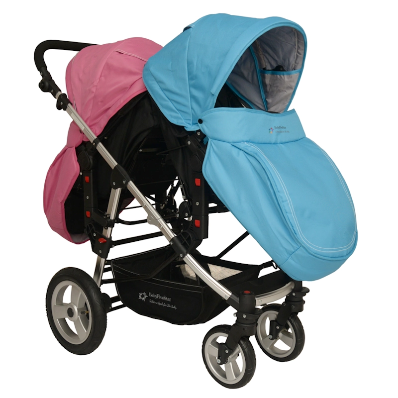 Geschwisterwagen / Zwillingswagen Pink / Blue Schwarzes Gestell!