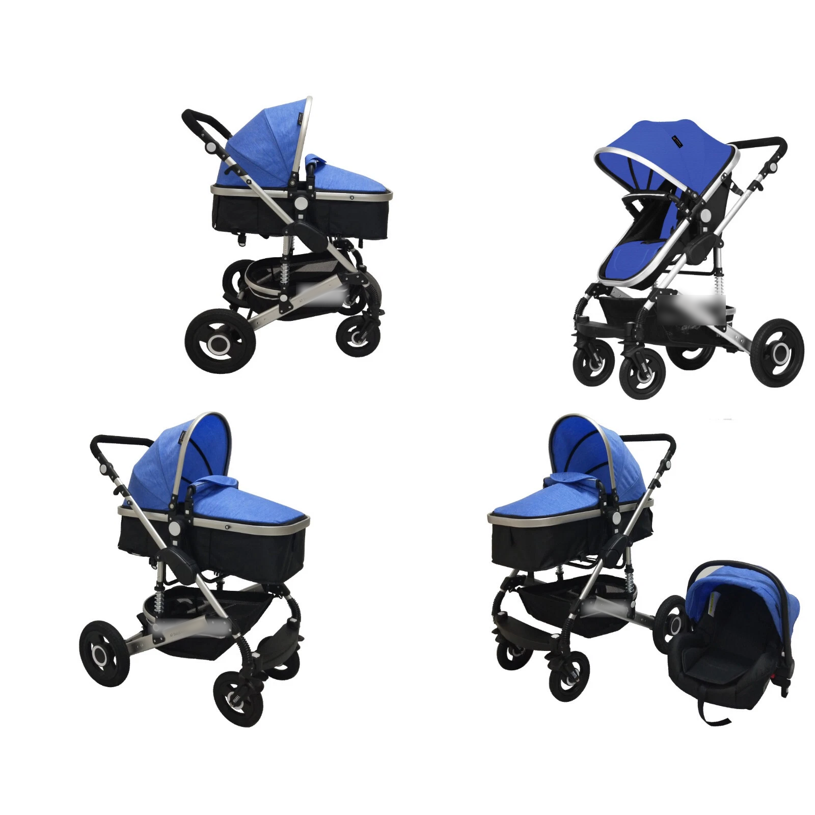 Einzelkinderwagen Chrom 3in1 – Verschiedene Farben