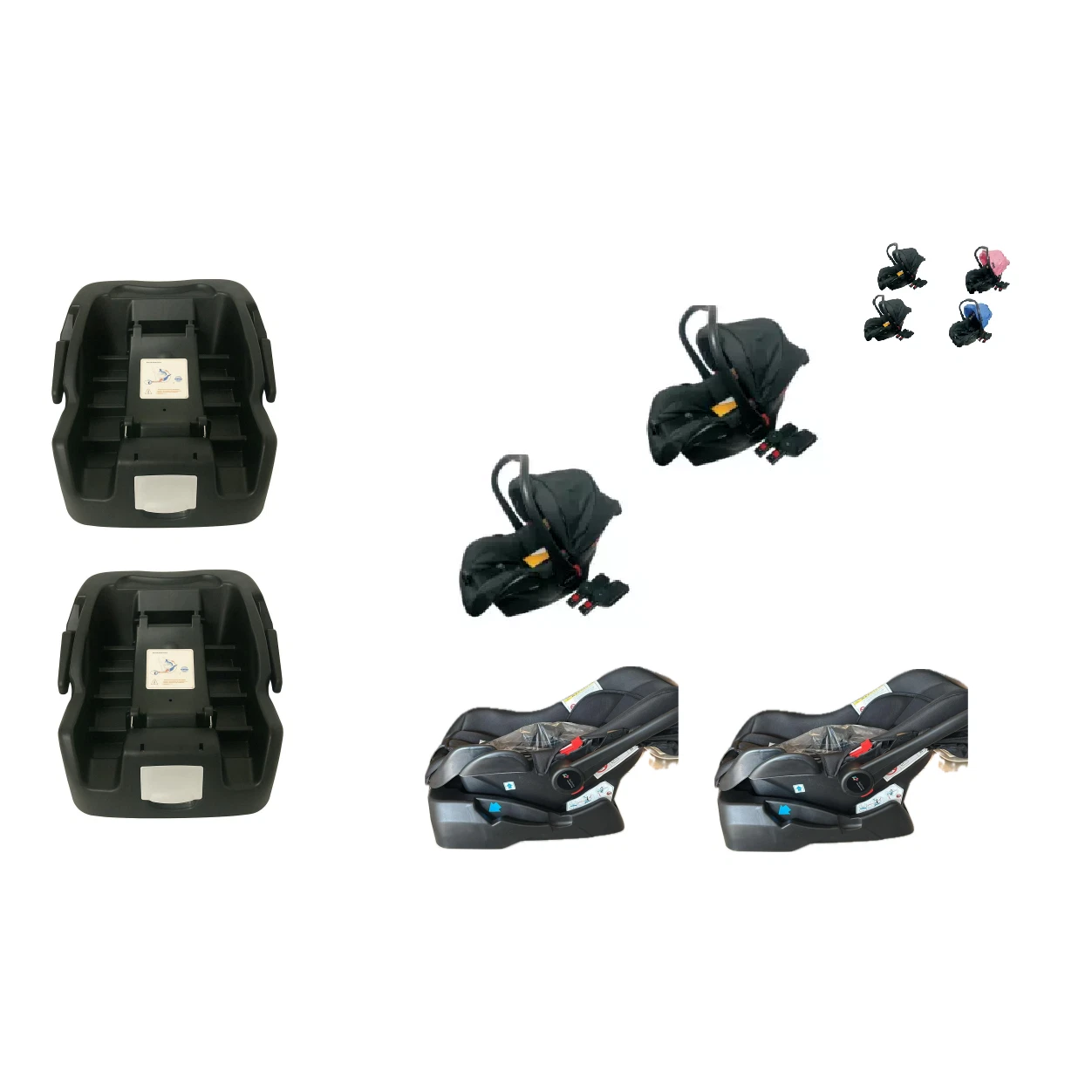 Set 2 Babyschalen mit 2 Isofix-Basen Schwarz